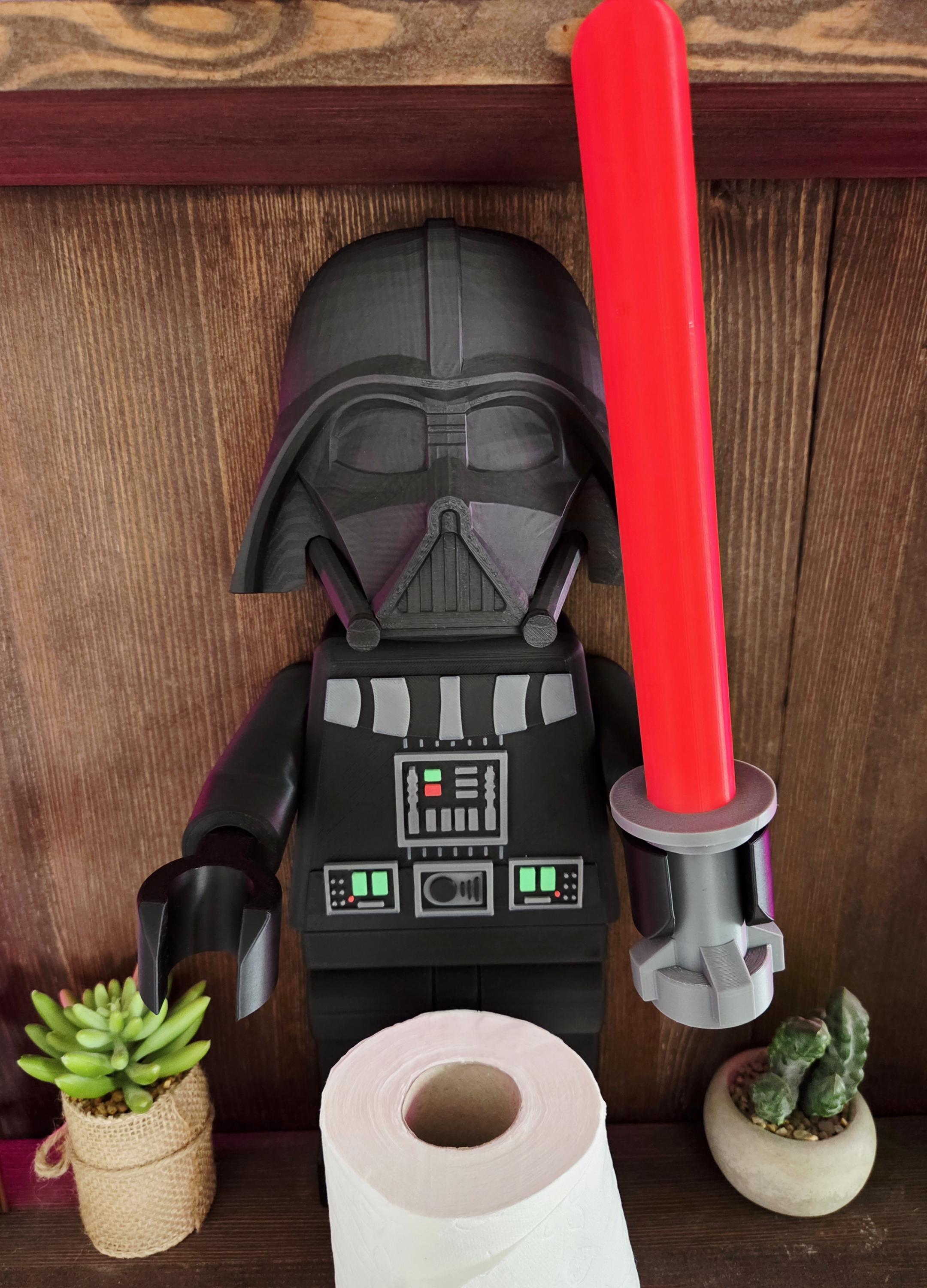 Porte Papier Toilette Darth Vader Style Brique – Support WC Sabre Rouge – Déco Fun Salle de Bain – Cadeau Geek Original