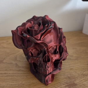 Gotisk rosa dekorativ dödskalle – Mörk romantisk skulptur – Alternativ dekoration – Konstnärlig 3D-utskrift
