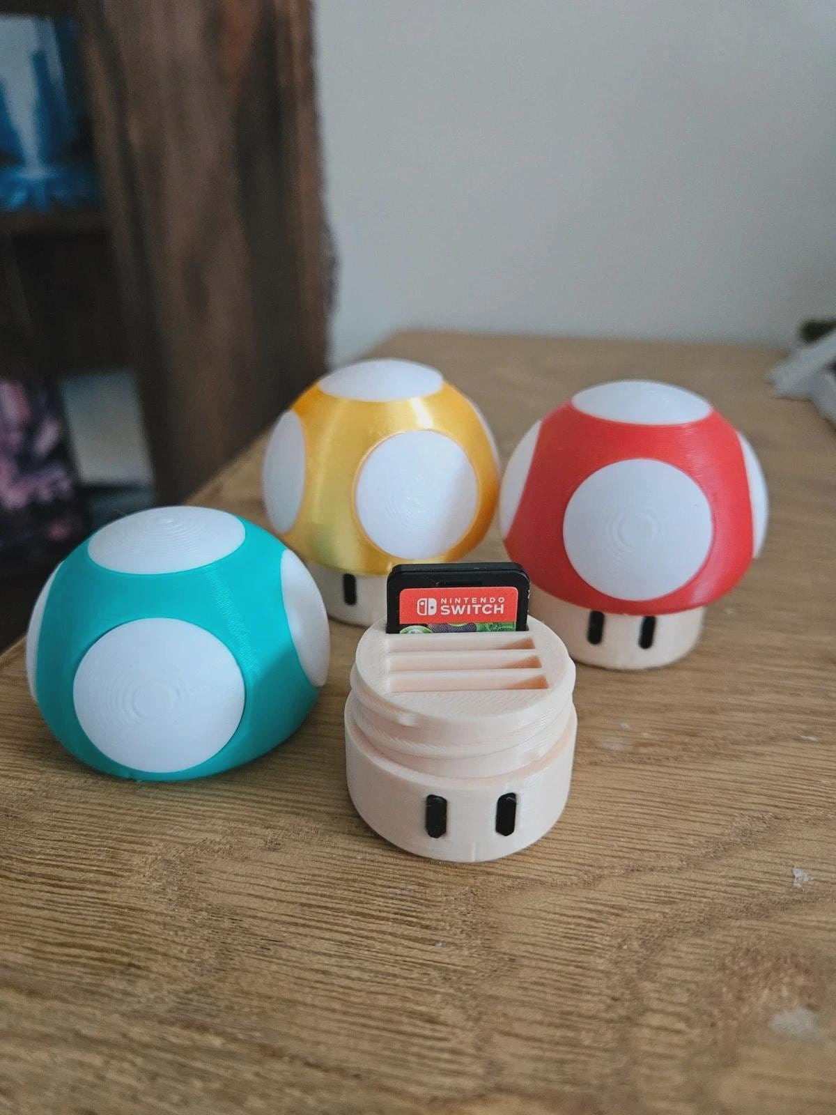 Boîte Champignon & Support Cartouches Switch | Rangement jeu vidéo | Déco gaming imprimée en 3D