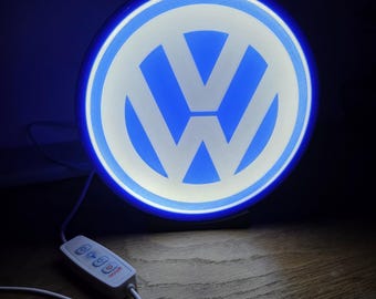 Lampe VW personnalisée | Veilleuse bleue “glow” | Intensité réglable | LED COB | Déco chambre / bureau / garage