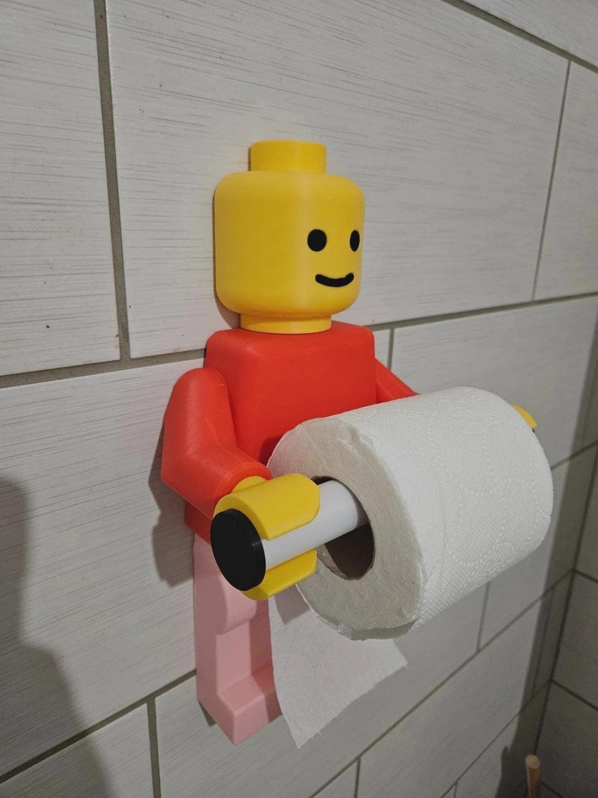 Porte papier toilette bonhomme “brique” | Support rouleau WC original | Déco fun salle de bain | Impression 3D | Idée cadeau