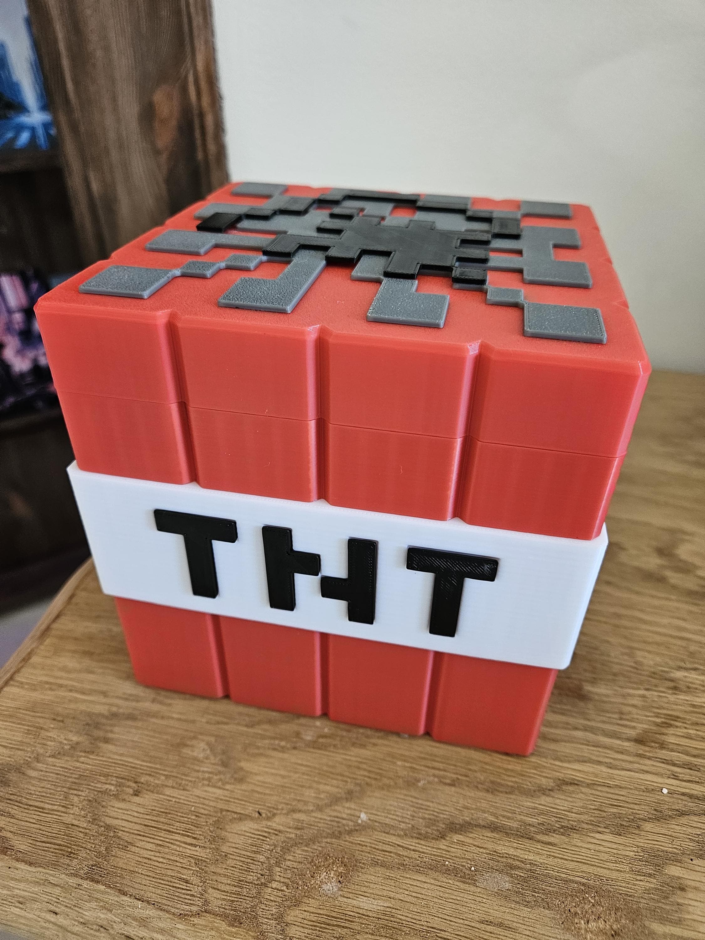 Grande boîte de rangement TNT Minecraft | Coffre trésor gamer | Déco gamer | Boîte 3D imprimée | Cadeau fan de jeux | Plusieurs couleurs