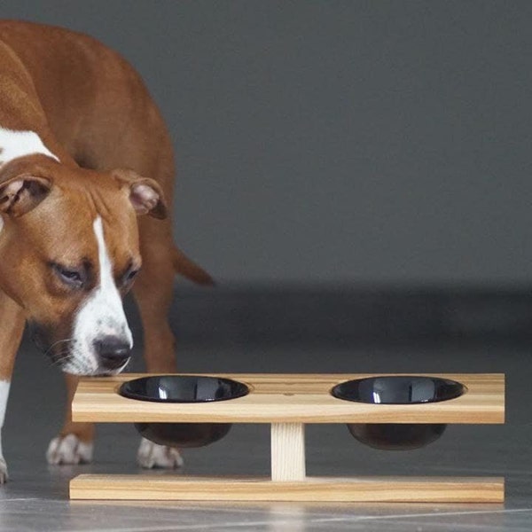 Wooden Elevated Stand for cats and small dogs - Healthier feeding stand. Stand For Water And Food.Wooden Feeder For Pet.