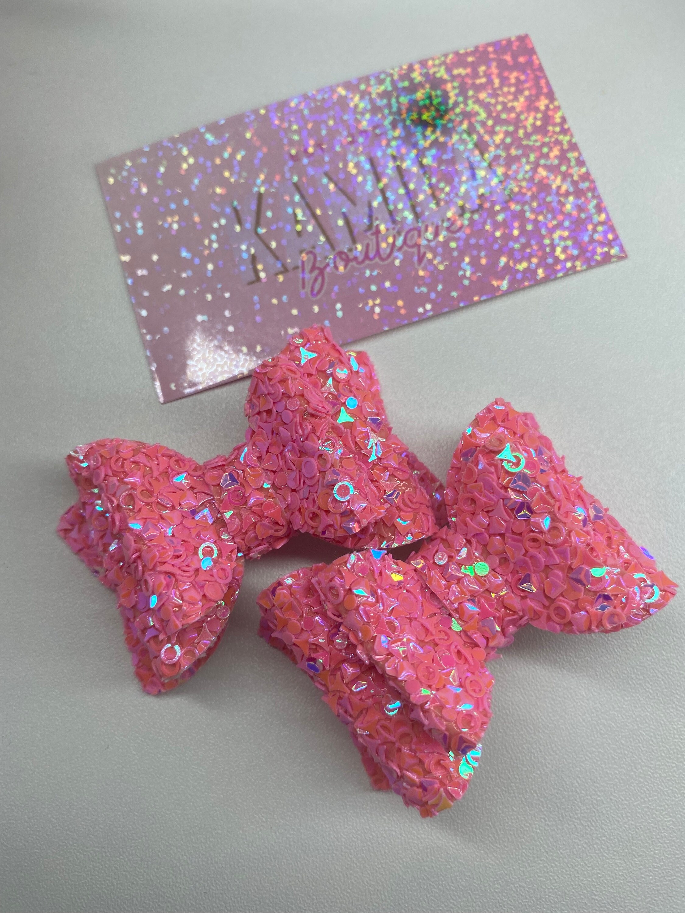 2.5 Pink Sequin Glitter Hair Bow Set Etsy