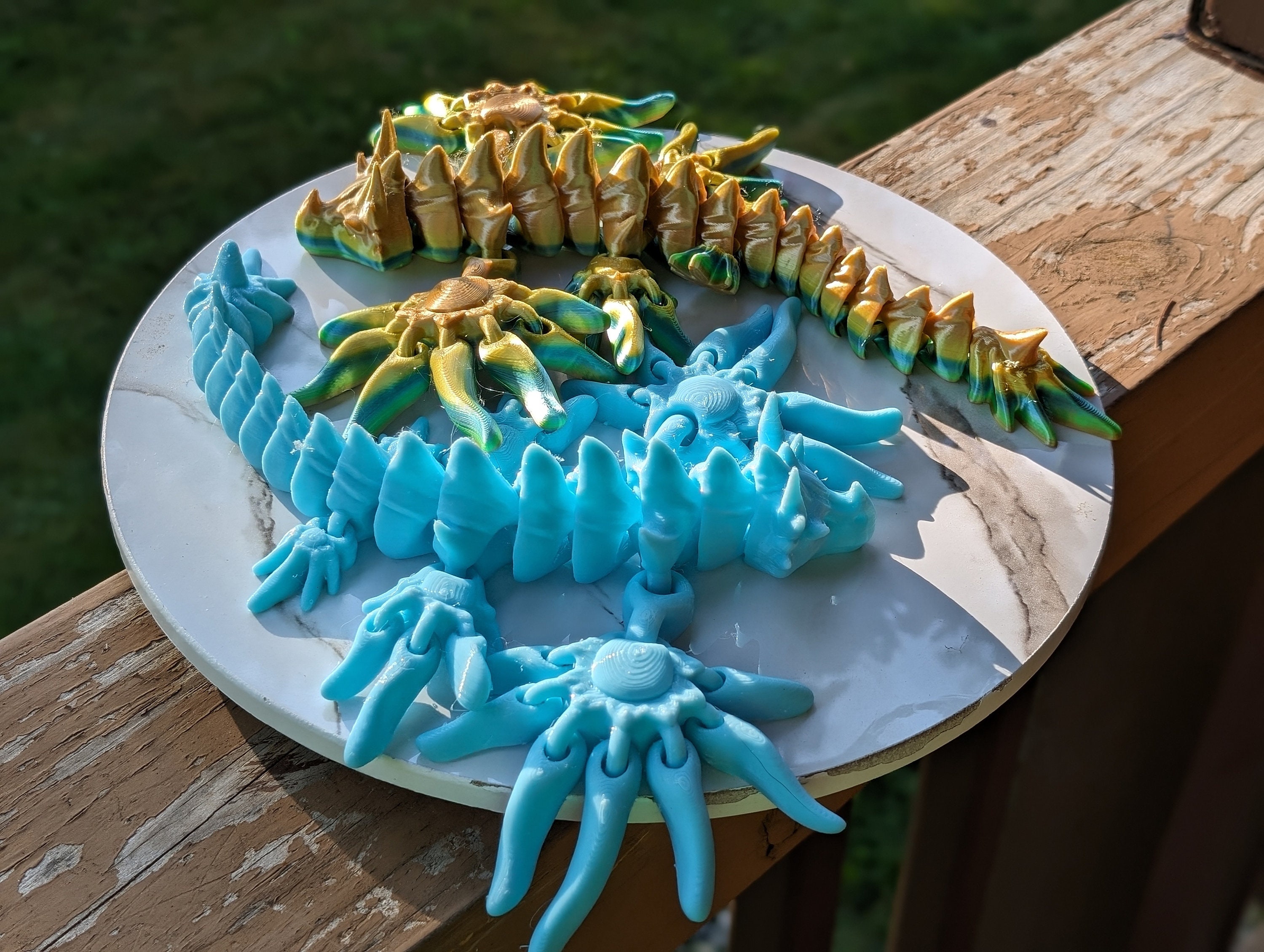 Blue Dragon  Slug Articulated Flexi / Toy / Dragon Gift