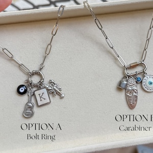 Silber:Charm Bar Halskette | Bauen Sie Ihr Eigenes Charm Halskette System | Karabiner Halskette Basis | Individueller Edelstahlschmuck | Geschenk für Sie Bild 5
