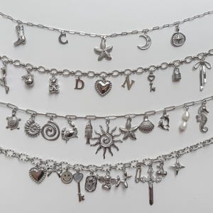 Benutzerdefinierte SILBER Charm Halskette, personalisierte Halskette, DIY-Kette, Charm Bar