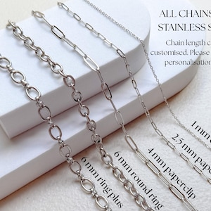 Silber:Charm Bar Halskette | Bauen Sie Ihr Eigenes Charm Halskette System | Karabiner Halskette Basis | Individueller Edelstahlschmuck | Geschenk für Sie Bild 10