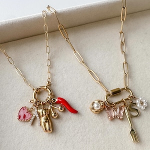 【超特価sale開催】  GOLD Carabiner / Bolt Ring Custom Charm Necklace, Build Your アクセサリー