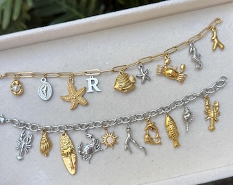 Mixed Metals Charm Bracelet, Personalised Bracelet, Build-your-own, Charm Bar