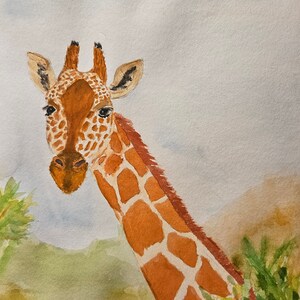 Original watercolor painting giraffe image 1