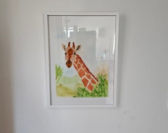 Original Aquarellbild Giraffe
