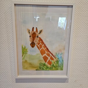 Original watercolor painting giraffe image 2