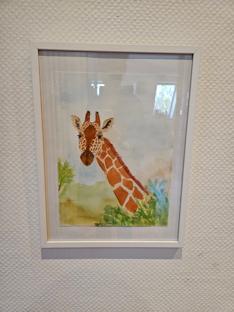 Original watercolor painting giraffe image 2