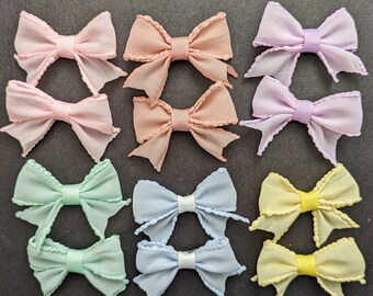 Pastel Pigtail Bows: Fabric Hair Clips for Babies & Toddlers