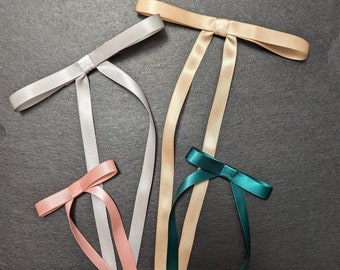 The Brittany Bow: Satin Ribbon Hair Bow, Minimalist Long Tail Alligator Clip