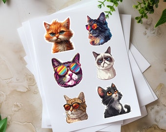 Cute Cats Clipart Bundle. Clipart Set of 16 High Quality PNG. Funny Kitten, Pets Clipart, Digital Download, Commercial Use