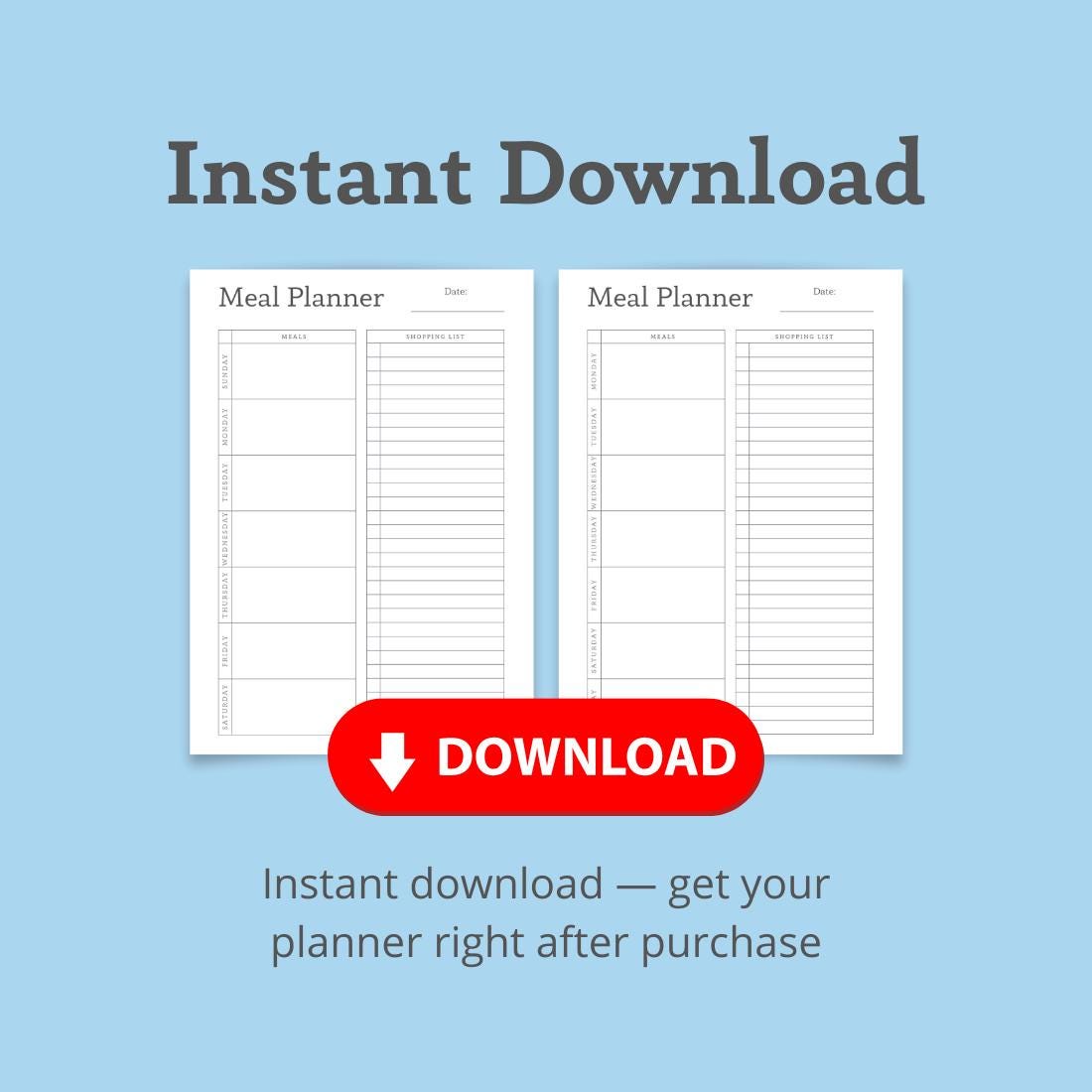 Digital Weekly Meal Planner, Printable Meal Planner PDF, A4 Meal ...