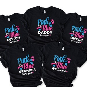 Custom Gender Reveal Family Matching Shirts, Gender Reveal Party Shirts, Pink Or Blue Mommy Loves You Shirts, Pink Or Blue Shirt