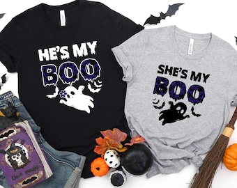 He&#39;s My Boo, She&#39;s My Boo, Halloween Couple Shirt,Halloween Shirt,Retro Halloween Shirt, Halloween, Halloween Sweatshirt, Halloween Tee