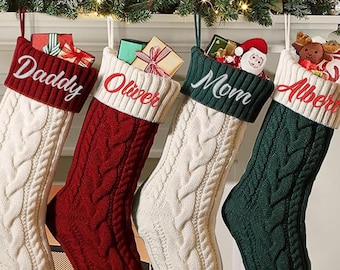 Embroidered Christmas Stocking, Personalized Xmas Stocking with Name, Holiday Decor Gift, Personalized  Christmas Stocking, Christmas Gifts