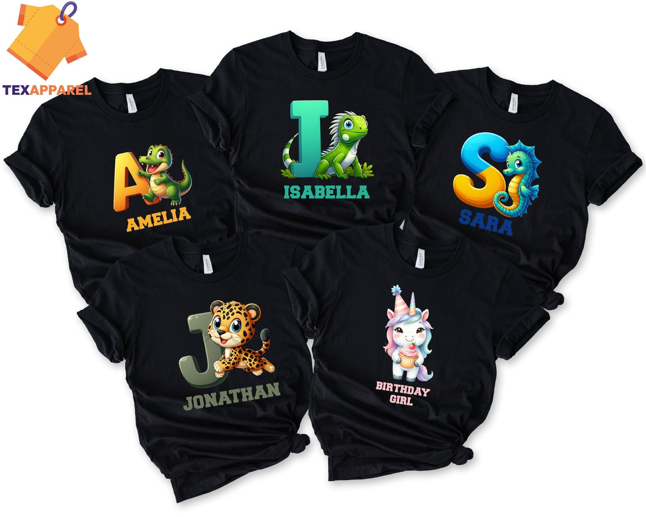 Birthday Animal Alphabet T-Shirt, Birthday Shirt, Animal Shirt, Animal Alphabet Shirt, Birthday Gift, Custom Birthday Shirt, Alphabet Shirt