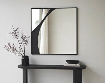 Unieke abstracte rechthoekige spiegel: speciaal ontworpen moderne decoratieve spiegel voor de woonkamer, perfect moederdagcadeau