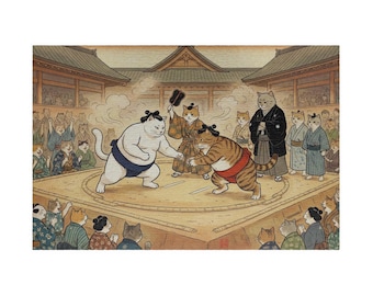 Japanese Cat Puzzle — 500 Piece Kotatsu Winter Cozy Art Jigsaw - Etsy