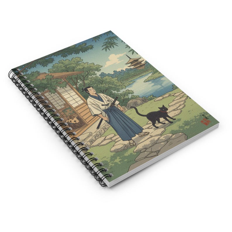 UT-KG-NB2: Ukiyoe Spiral Notebook [samurai and Black Cat in Summer] - Etsy