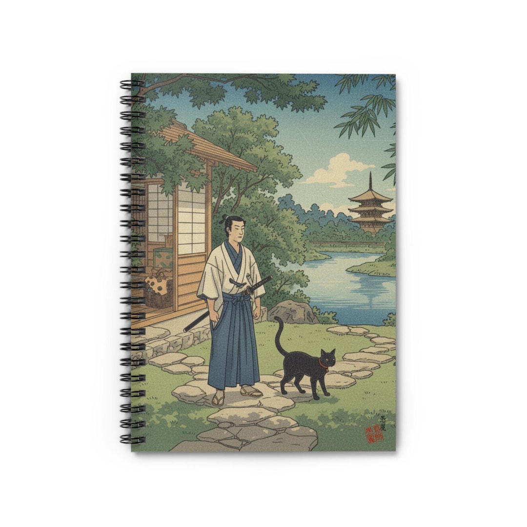 UT-KG-NB2: Ukiyoe Spiral Notebook [samurai and Black Cat in Summer] - Etsy