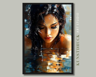 Retrato de mujer emotivo: pintura al óleo de estilo impresionista (descarga digital)