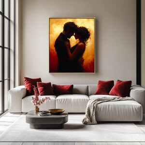 Romantic Couple Embrace Wall Art Passionate Love Oil Painting Emotional ...