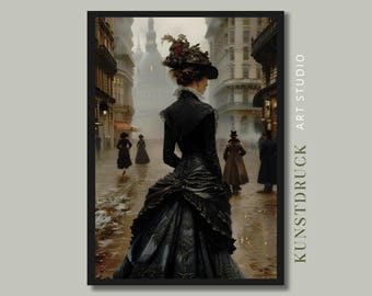 Lámina de dama victoriana: Decoración gótica de la Academia Oscura (Descarga digital)