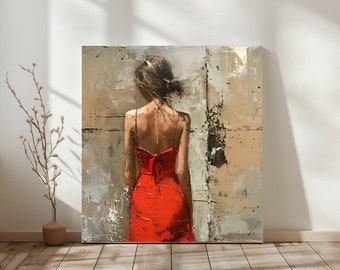 Mujer con vestido rojo: Arte femenino moderno (Descarga digital)