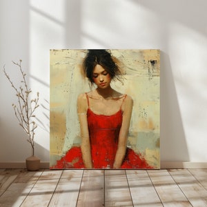 Girl in Red Dress Art Print: Chic Feminine Illustration (Digital Download)