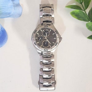 Men&#39;s Grey Steel Guess Watch 10 ATM, 100M Water Resistant, Black Dial, Stainless Steel, Luxury Designer Fashion Accessories - Gift for Him