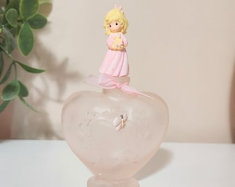 Precious Moments Perfume Bottle Pink Satin Glass Heart Shaped New in Box Vintage Perfume