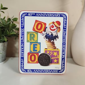 Boîte à biscuits à collectionner Oreo 40e anniversaire 1989 Clowns and Blocks