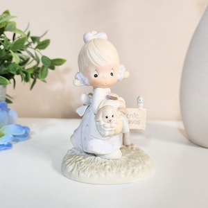 Vintage Precious Moments Picnic Puppy Girl &quot;July&quot; Figurine - Collectible Enesco Porcelain Ornament
