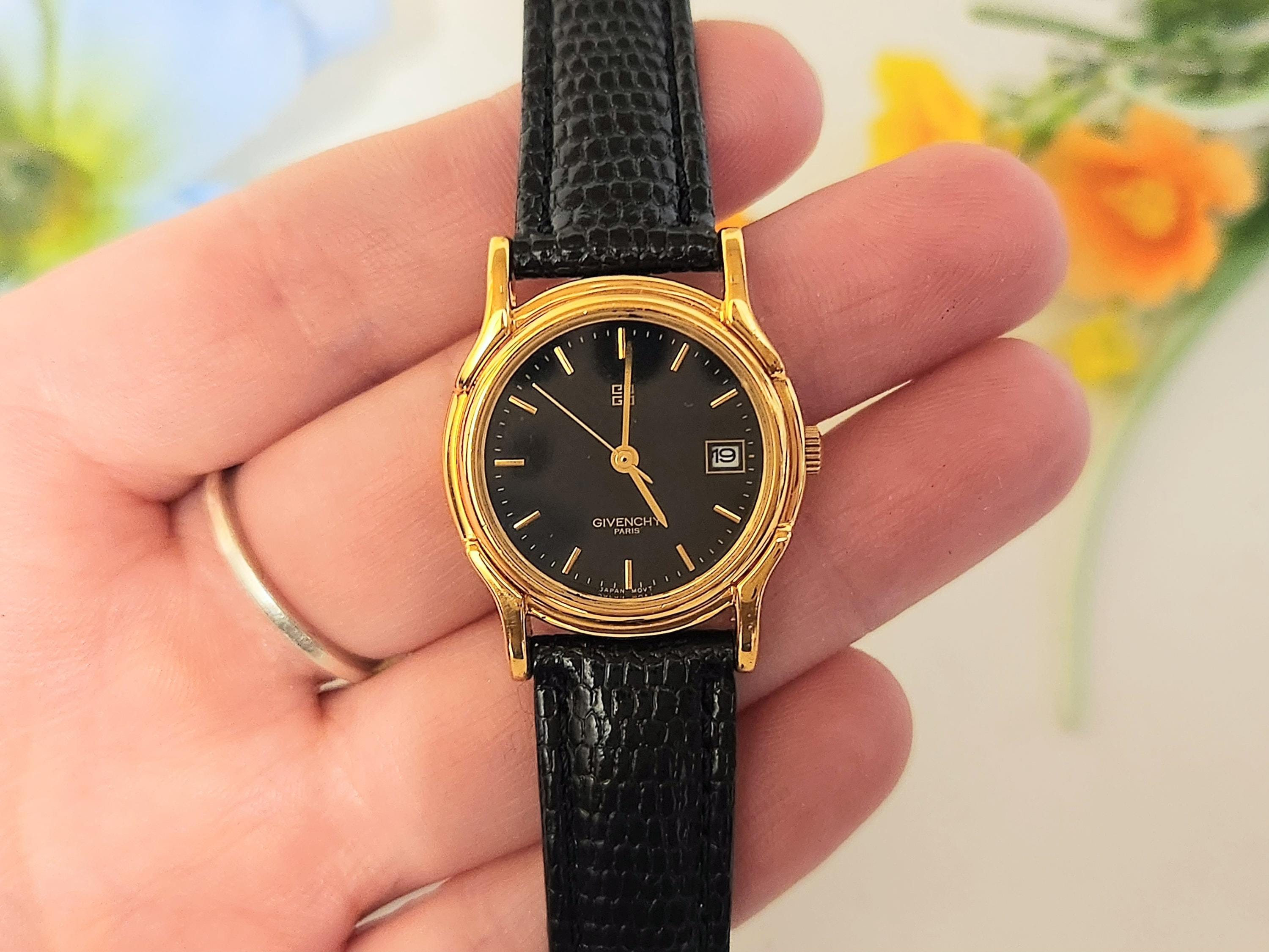 RARE Vintage Givenchy Paris Date/day Watch-beautiful Black  display picture 1