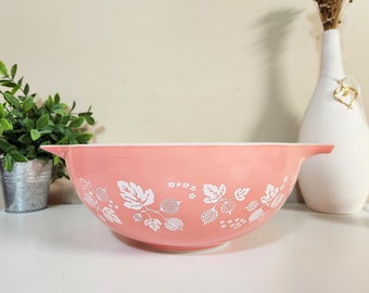 Vintage Pyrex rosa grosella espinosa Cenicienta cazuela mezclando Nesting Bowl #444 4 cuartos