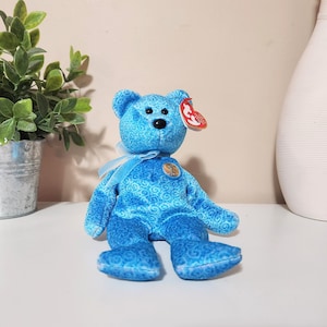 Ty Beanie Baby-Bär Classy die blaue Volksmütze 22 cm Bild 1