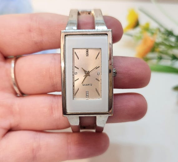 Beautiful Women's Rectangular Silver Crystal Hing… - image 1