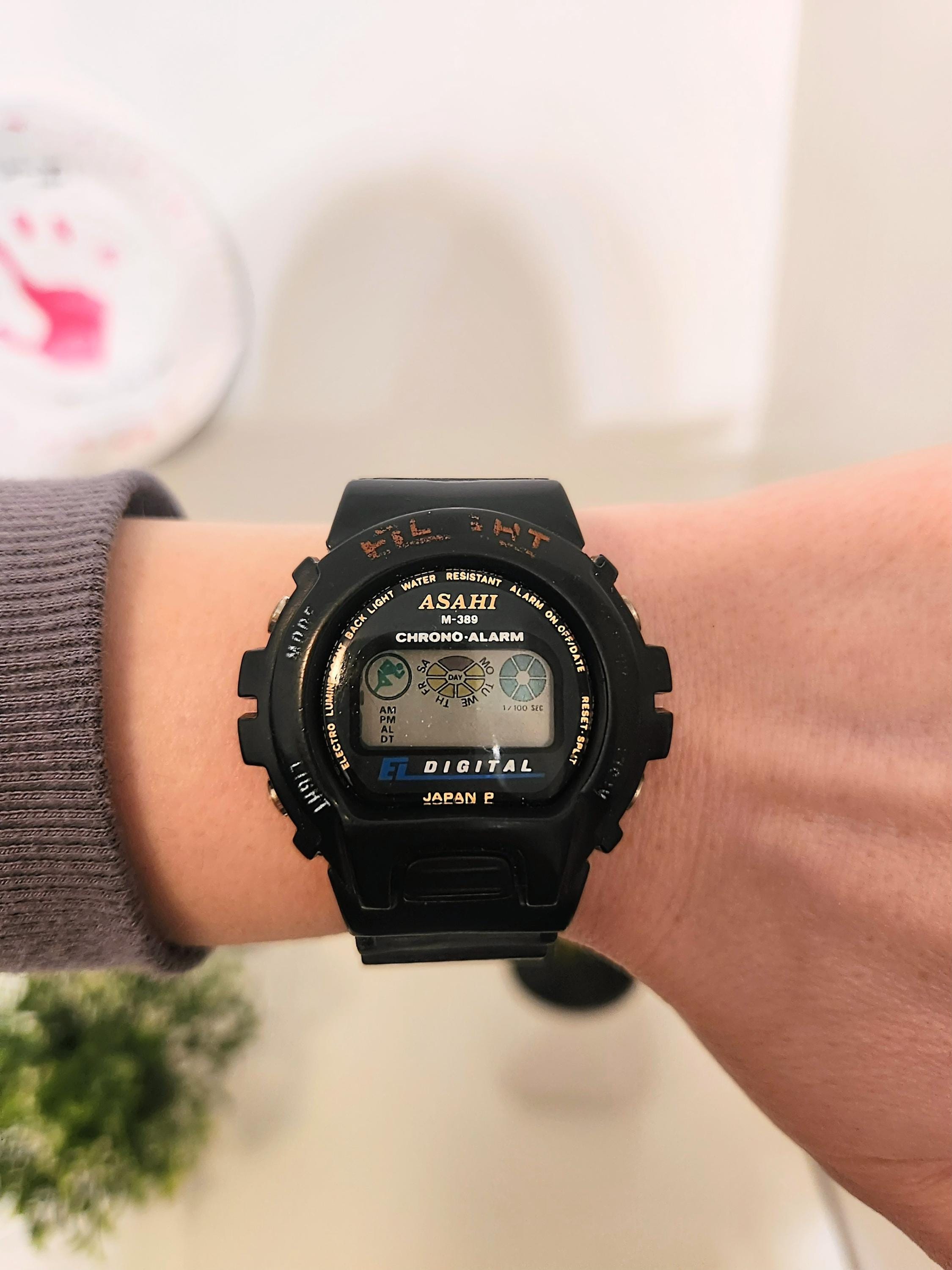 Vintage Asahi Men's Digital Chrono Alarm Watch M-389 Electro