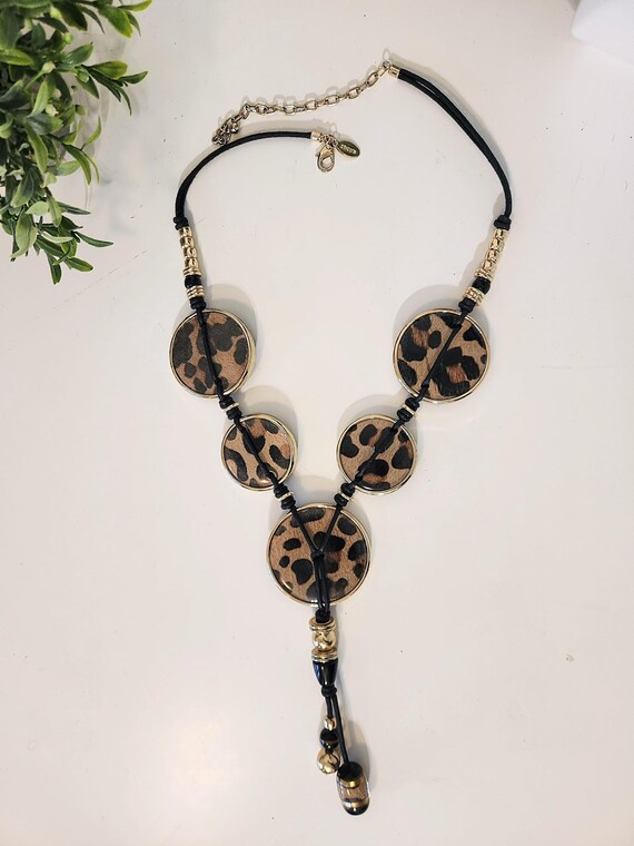 Chico's Chunky Leopard Print Statement Lariat Nec… - image 1