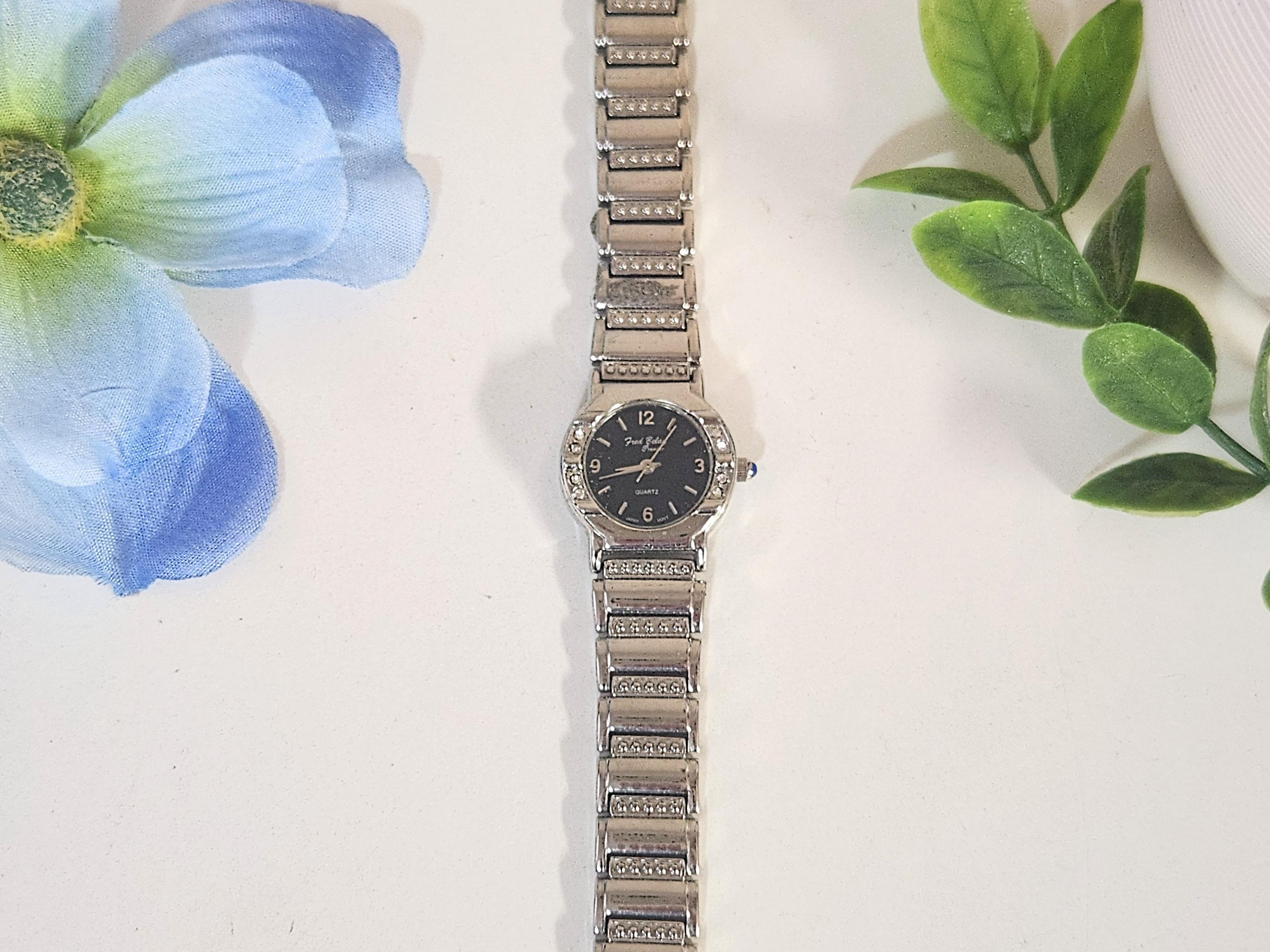 Vintage Fred Belay unbehandelt Rhinestone Silver tone