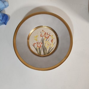 Vintage Floral Butterfly Chokin Japan Plate 24k gold edged plate the art of chokin golden plate made in Japan Flowers Butterflies
