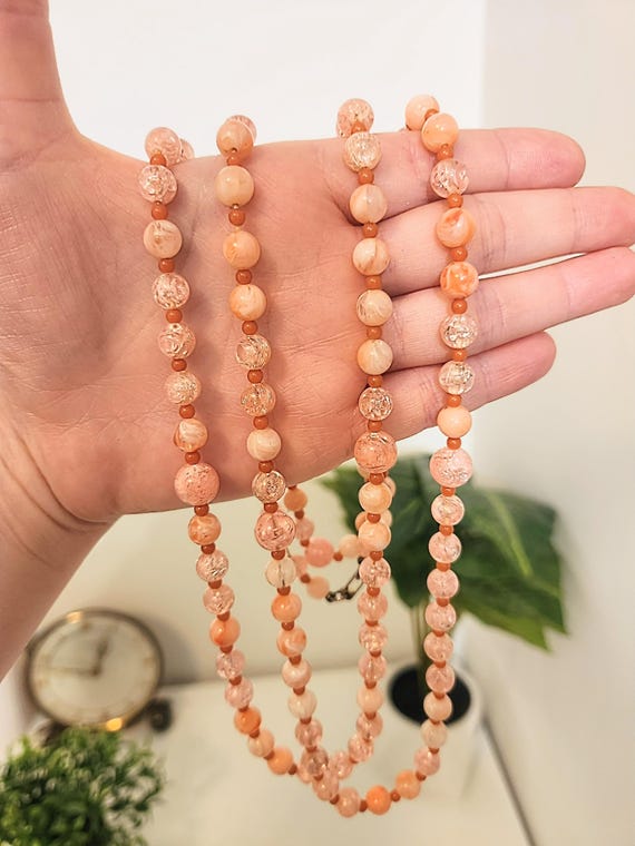 Vintage Pink Coral Single Strand Beaded Necklace 53