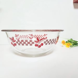 Vintage Pyrex 323 Cherry Bowl Clear Glass 8.5" Mixing Bowl Retro Kitchen Decor