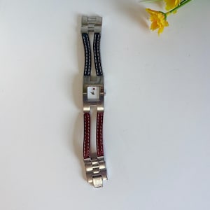 Ladies Tommy Hilfiger Designer Watch - Red/Blue Stainless Steel Strap - Luxury Brandname Wristwatch - Birthday Gift for Women/Her/Girls